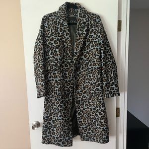 Blue leopard long coat